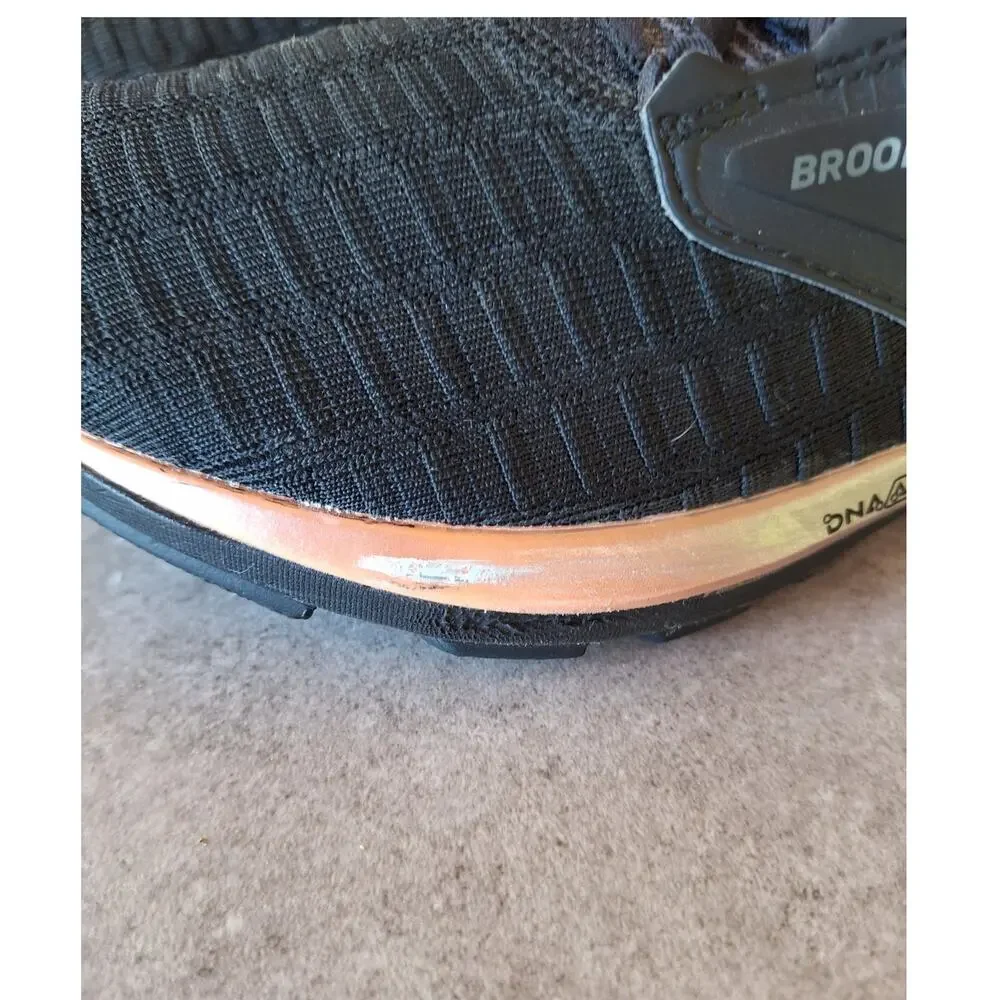 Brooks Ricochet 2 black/rose gold running shoes women's 8.5 stretchknit athletic